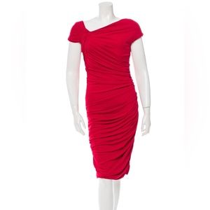 Crimson Red Monique Lhuillier Ruched formal dress
